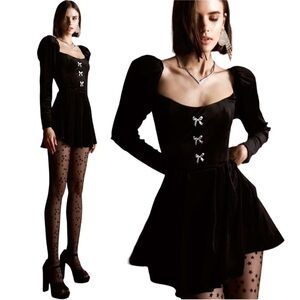 New Arrivals | NWT Claudine in Velours Noir Mini Dress - FR 38